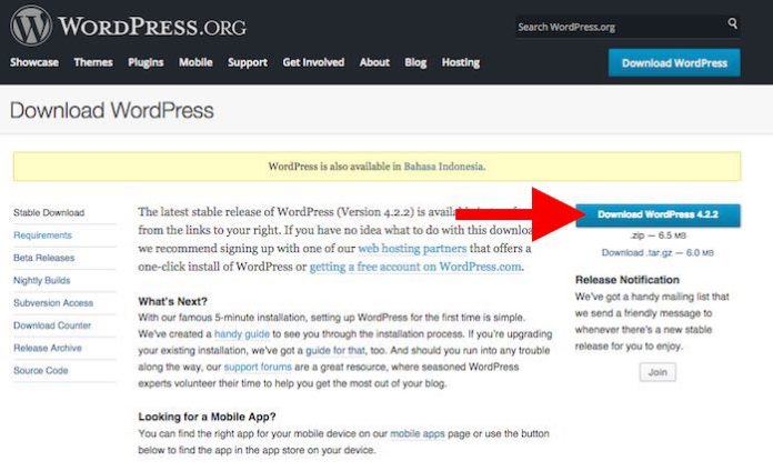 Halaman Download Wordpress